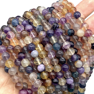 ABCGEMS Mexican Aqua Rainbow Fluorite Beads (Rare Color, Mohs Hardness 4) Healing Energy Crystal Stone Ideal for Bracelet Necklace Ring DIY Jewelry Making Craft Men Women Smooth Round 8mm Aqua Rainbow Fluorite (From Mexico)